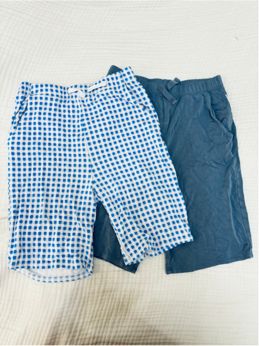 Boys Posh Peanut Bamboo Viscose Shorts 10 12 Blue Gingham Drawstring set of 2
